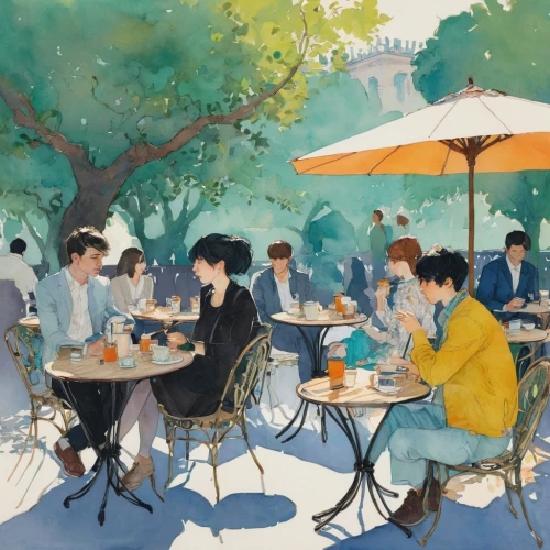 watercolor cafe,paris cafe,parisian coffee,women at cafe,street cafe,afternoon tea,the coffee shop,cafe,café,breakfast table,woman at cafe,high tea,teatime,tearoom,watercolor paris,bistrot,café au lait,coffee shop,outdoor dining,dongfang meiren,Illustration,Paper based,Paper Based 19