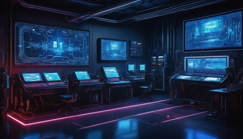 computer room,sci fi surgery room,game room,cyber,cyberspace,neon human resources,cyberpunk,ufo interior,the server room,scifi,screens,aqua studio,laboratory,computer workstation,modern office,arcade,working space,research station,blue room,consoles,Art,Classical Oil Painting,Classical Oil Painting 39