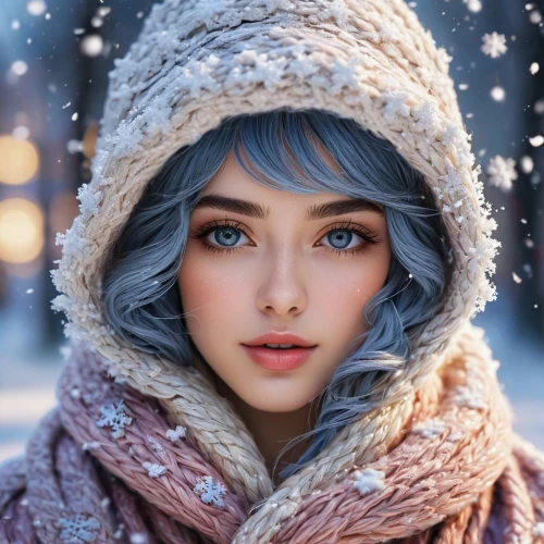 winterblueher,suit of the snow maiden,winter background,the snow queen,winter hat,winter dream,eskimo,winter magic,winter dress,mystical portrait of a girl,elsa,white fur hat,romantic look,winter clothes,fantasy portrait,winter clothing,winter rose,beauty face skin,winter,heterochromia,Photography,Documentary Photography,Documentary Photography 14