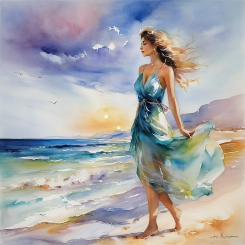 watercolor painting,watercolor blue,watercolor women accessory,watercolor,watercolor paint,sea breeze,watercolor background,watercolor paint strokes,art painting,water colors,the wind from the sea,walk on the beach,watercolor pencils,sea landscape,beach landscape,photo painting,watercolors,seascape,water color,oil painting,Illustration,Paper based,Paper Based 11