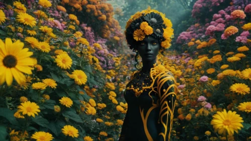 girl in flowers,helianthus,yellow garden,sunflowers in vase,pollinate,secret garden of venus,rudbeckia,helianthus occidentalis,celestial chrysanthemum,sunflowers,flora,helianthus tuberosus,flower nectar,pollen,sun flowers,helianthus sunbelievable,the garden marigold,sun flower,everlasting flowers,golden flowers