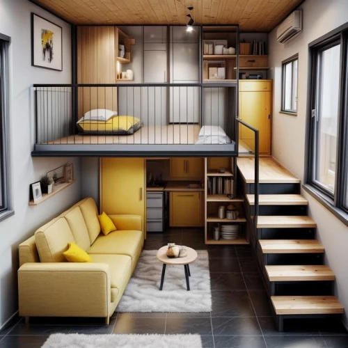 loft,inverted cottage,an apartment,cubic house,shared apartment,sky apartment,small cabin,cube house,apartment,hallway space,apartment house,modern room,penthouse apartment,cabin,interior modern design,scandinavian style,home interior,japanese-style room,mid century house,houseboat