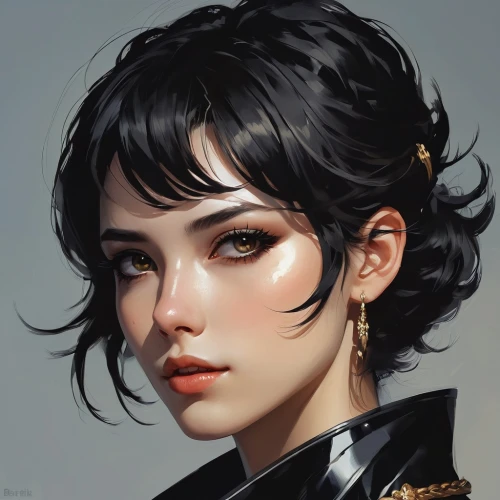 fantasy portrait,girl portrait,romantic portrait,moody portrait,portrait of a girl,digital painting,mulan,earrings,face portrait,earring,bloned portrait,study,woman portrait,princess' earring,portrait,vanessa (butterfly),black and gold,vector girl,custom portrait,portrait background,Conceptual Art,Fantasy,Fantasy 06