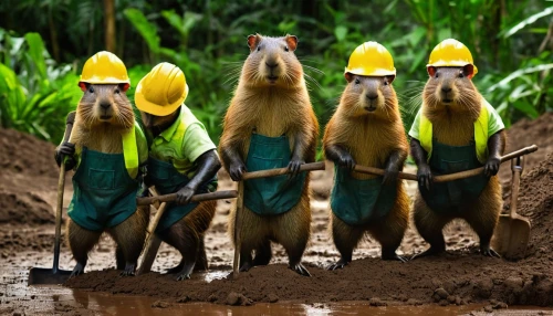 construction workers,prairie dogs,capybara,builders,digging equipment,construction company,excavators,beavers,forest workers,miners,construction industry,dig,otters,contractor,roadworks,meerkats,workers,excavation work,construction site,archaeological dig,Photography,Documentary Photography,Documentary Photography 26