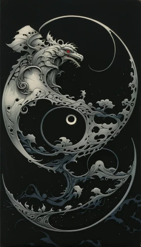 yinyang,taijitu,japanese art,yin yang,yin-yang,chinese art,shirakami-sanchi,oriental painting,moon phase,xing yi quan,yin and yang,junshan yinzhen,cool woodblock images,sōjutsu,luo han guo,zui quan,koi,phase of the moon,koi fish,qi-gong,Illustration,Black and White,Black and White 01