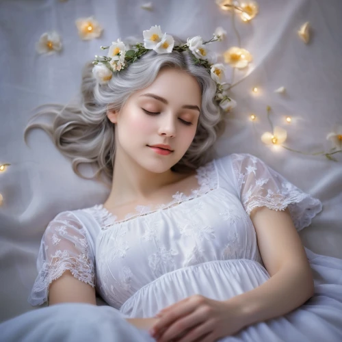 sleeping rose,the sleeping rose,relaxed young girl,rose sleeping apple,sleeping beauty,fairy lights,girl in flowers,bach flower therapy,little girl fairy,flower fairy,child fairy,dreaming,girl in bed,beautiful girl with flowers,the night of kupala,fairy queen,the girl in nightie,sleeping apple,girl lying on the grass,closed eyes,Art,Classical Oil Painting,Classical Oil Painting 29