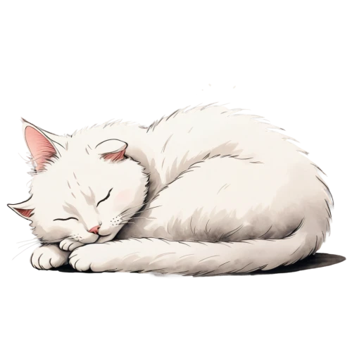 turkish angora,white cat,sleeping cat,cat vector,american curl,beautiful cat asleep,cat resting,turkish van,drawing cat,napping,watercolor cat,sleeping,cat drawings,nap,whitey,zzz,cute cat,cat line art,asleep,cat image,Illustration,Paper based,Paper Based 30