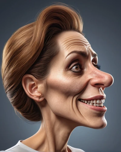 caricature,caricaturist,woman's face,woman face,face portrait,head woman,lying nose,ventriloquist,politician,pinocchio,woman thinking,match head,cartoon character,scary woman,ron mueck,nose-wise,fractalius,cartoon people,dental hygienist,scared woman