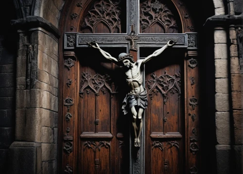 church door,crucifix,jesus christ and the cross,the angel with the cross,calvary,the crucifixion,seven sorrows,the cross,wooden cross,jesus on the cross,doorway,main door,creepy doorway,way of the cross,catholicism,front door,the door,wayside cross,crossway,holy week,Illustration,Black and White,Black and White 27