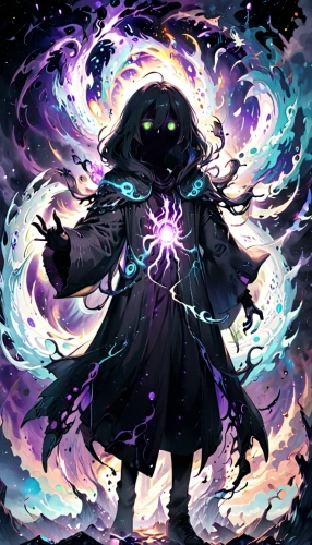 magus,nebula guardian,mage,summoner,astral traveler,dodge warlock,magic grimoire,dark-type,undead warlock,magistrate,zodiac sign libra,grimm reaper,death god,light bearer,cg artwork,argus,umiuchiwa,wizard,art bard,dark nebula,Anime,Anime,Traditional