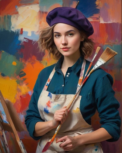 italian painter,painting technique,painter,girl with cloth,meticulous painting,painter doll,girl in cloth,artist portrait,portrait of a girl,oil painting,girl with bread-and-butter,girl wearing hat,photo painting,painting,artist color,art painting,post impressionist,girl in the kitchen,girl portrait,young woman,Illustration,American Style,American Style 03