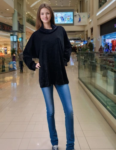 mall,long-sleeved t-shirt,shopping mall,fashion model,female model,boots turned backwards,shopping icon,plus-size model,central park mall,fashionista,women clothes,women fashion,woman shopping,figure skater,young model,knee-high boot,ladies clothes,women's clothing,fashion girl,skinny jeans,Female,Australians,Straight hair,Youth adult,M,Kawaii,Sweater With Jeans,Indoor,Shopping Mall