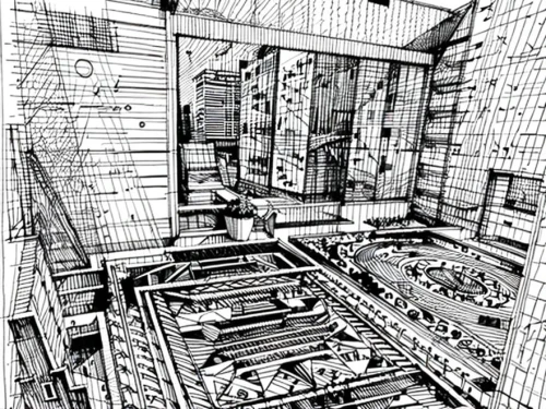 wireframe,wireframe graphics,office line art,frame drawing,mono-line line art,pencils,mono line art,pen drawing,ventilation grid,pencil lines,isometric,line drawing,escher,underconstruction,comic style,japanese architecture,panopticon,technical drawing,fire escape,sci fi surgery room,Design Sketch,Design Sketch,None