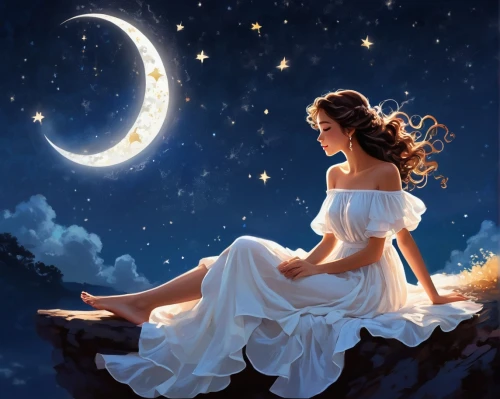 moonlit night,moonbeam,moon and star background,nightgown,the night of kupala,moon phase,queen of the night,the girl in nightie,moonlit,moon night,stars and moon,celestial body,blue moon rose,fantasy picture,night star,celestial bodies,celtic woman,crescent moon,moon and star,moonlight,Illustration,Black and White,Black and White 31
