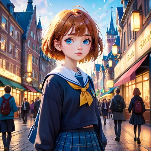 anime japanese clothing,cinnamon girl,cute cartoon character,cg artwork,city ​​portrait,anime cartoon,world digital painting,nora,anime girl,darjeeling,school uniform,honoka,disney character,school skirt,princess anna,anime 3d,shanghai disney,schoolgirl,harajuku,child girl,Anime,Anime,Cartoon