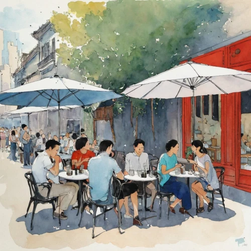 watercolor cafe,watercolor paris,paris cafe,watercolor tea shop,watercolor paris shops,parisian coffee,street cafe,watercolor paris balcony,bistrot,bistro,the coffee shop,montmartre,watercolor painting,new york restaurant,woman at cafe,watercolor shops,outdoor dining,aix-en-provence,watercolor,friterie,Illustration,Paper based,Paper Based 19