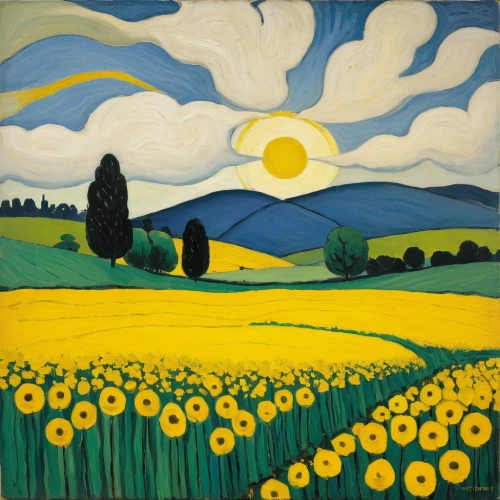 sunflower field,daffodil field,sunflowers,vincent van gough,sun flowers,sunflowers in vase,helianthus,olle gill,blooming field,flower field,post impressionism,yellow grass,cultivated field,flowers field,helianthus sunbelievable,fields,yellow sun hat,farm landscape,field of flowers,valensole,Art,Artistic Painting,Artistic Painting 27