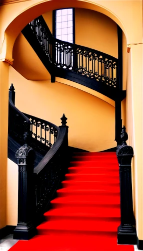 outside staircase,staircase,winding staircase,stairway,stairs,stair,black-red gold,circular staircase,stairwell,winners stairs,hallway,wrought iron,interior decoration,banister,interior decor,red paint,entrance hall,handrails,red border,baluster,Illustration,Retro,Retro 05