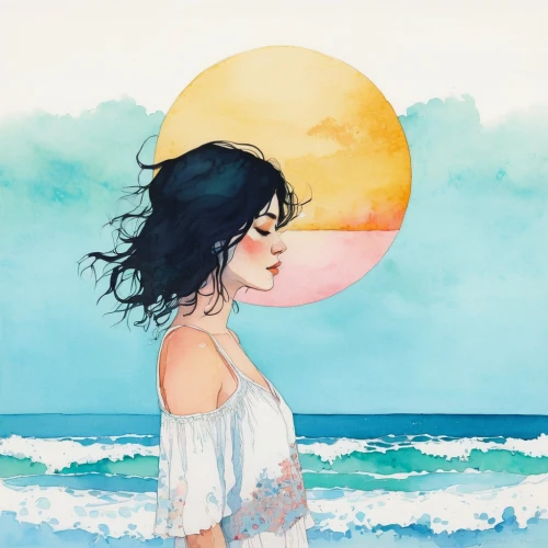 sea breeze,watercolor painting,sun moon,beach moonflower,watercolor,watercolor background,sea beach-marigold,sun and sea,watercolor blue,watercolor paint,moonrise,watercolor women accessory,watercolors,sea-shore,watercolor pencils,blue moon rose,water colors,saltwater,blue moon,sun and moon,Illustration,Paper based,Paper Based 19