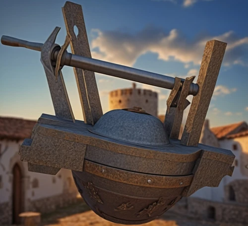 gun turret,stonemason's hammer,cannon oven,3d model,mortar,gullideckel,anvil,mobile sundial,astronomical object,soldier's helmet,construction helmet,mallet,sextant,block and tackle,turret,consuegra,stone lamp,wind powered water pump,rock rocking horse,particular bell,Photography,General,Realistic