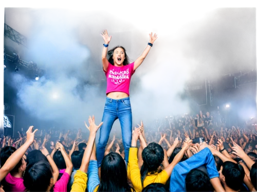 raised hands,arms outstretched,party banner,advertising campaigns,image manipulation,cd cover,open arms,concert dance,raise,hands up,net promoter score,life stage icon,cheering,web banner,magenta,girl in t-shirt,sports dance,sprint woman,pink background,young people,Photography,Black and white photography,Black and White Photography 07