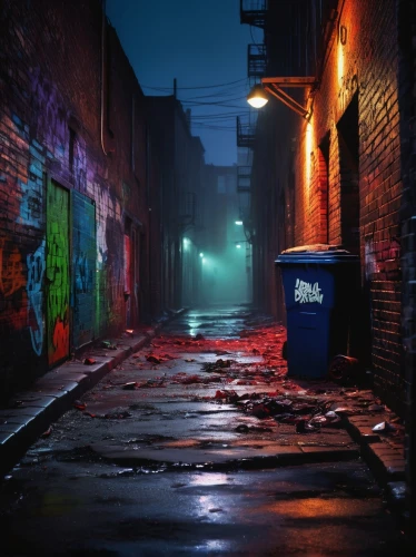 alley,alleyway,laneway,old linden alley,blind alley,alley cat,night image,photomanipulation,trash land,night photograph,box car,dead end,conceptual photography,urban landscape,night scene,night photography,rescue alley,photoshop manipulation,digital compositing,photo manipulation,Conceptual Art,Fantasy,Fantasy 14