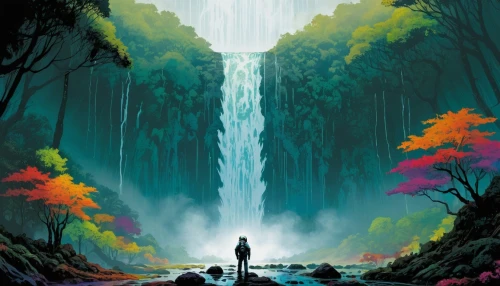 waterfall,water fall,falls,ash falls,water falls,chasm,cascading,waterfalls,wasserfall,brown waterfall,green waterfall,cascade,bridal veil fall,forest of dreams,the way of nature,a small waterfall,tower fall,flow of time,world digital painting,the forest,Illustration,American Style,American Style 06