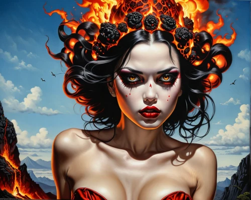 fire siren,fire red eyes,fire-eater,fire angel,fire devil,fire eater,fire heart,burning hair,lake of fire,flame of fire,conflagration,the conflagration,fantasy art,combustion,fire background,fire eyes,afire,fire lily,evil woman,flammable,Illustration,Realistic Fantasy,Realistic Fantasy 10