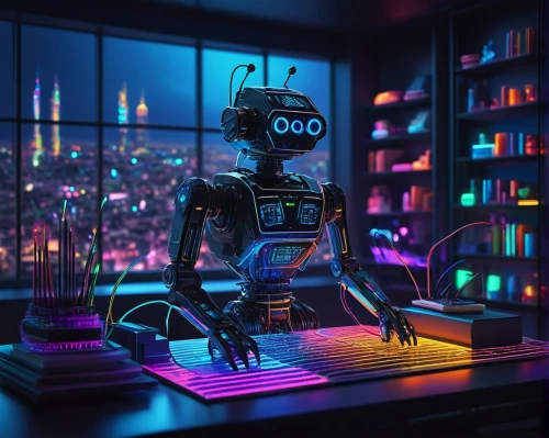 cyberpunk,robotic,book electronic,computer,cyber,man with a computer,coder,computer freak,sci fiction illustration,arduino,girl at the computer,neon human resources,robotics,compute,artificial intelligence,robot,cybernetics,mechanical,ai,chat bot,Art,Artistic Painting,Artistic Painting 20