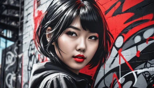 japanese woman,graffiti art,graffiti,korean drama,seoul,korea,south korea,street artist,asian woman,korean,geisha girl,japanese art,grafitty,red wall,korean culture,japanese background,asia,gangneoung,korean history,geisha,Conceptual Art,Graffiti Art,Graffiti Art 09