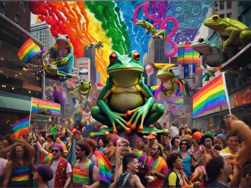 pride parade,gay pride,pot of gold background,stonewall,raimbow,lgbtq,gay,frog background,rainbow background,pride,kermit,frog king,kermit the frog,leprechaun,mardi gras,glbt,album cover,cd cover,fuller's london pride,pot of gold