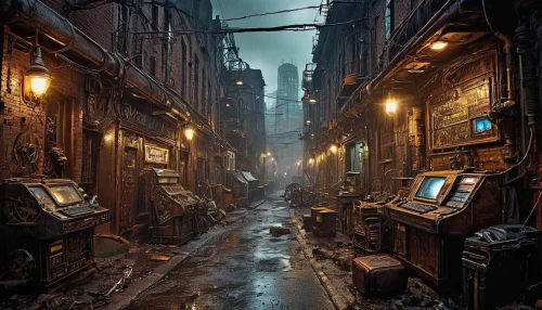 shanghai,cyberpunk,destroyed city,kowloon city,slum,alleyway,hong kong,alley,hanoi,dystopian,post apocalyptic,dystopia,istanbul,saintpetersburg,narrow street,slums,rescue alley,kowloon,post-apocalyptic landscape,metropolis,Illustration,Realistic Fantasy,Realistic Fantasy 13