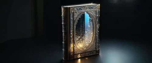metallic door,medieval hourglass,magic grimoire,shard of glass,card box,bookmark with flowers,the door,bookmark,grandfather clock,long glass,mystery book cover,incense with stand,powerglass,steel door,magic book,illuminated lantern,amulet,book bindings,art nouveau frame,beautiful speaker