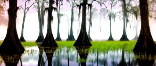 row of trees,bayou,swampy landscape,alligator alley,swamp,tree grove,heads of royal palms,spanish moss,weeping willow,green trees with water,grove of trees,alligator lake,bayou la batre,palm forest,brookgreen gardens,two palms,the ugly swamp,sabal palmetto,palm pasture,saw palmetto,Conceptual Art,Daily,Daily 22