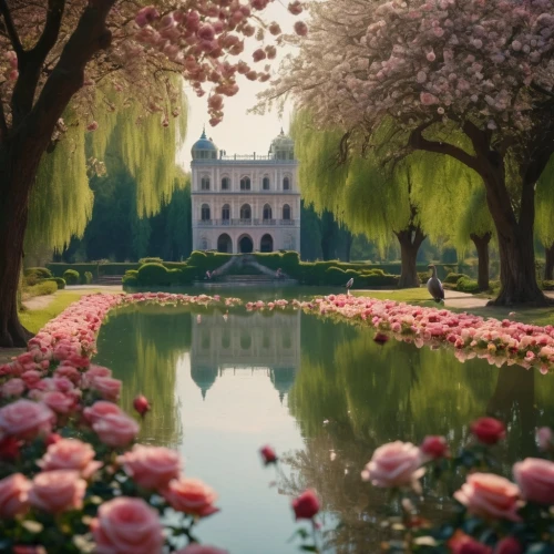 fairytale castle,giverny,fairy tale castle,fairytale,chateau,flower garden,secret garden of venus,chambord,lilly pond,a fairy tale,fairy tale,landscape rose,france,fantasy landscape,sound of music,lily pond,splendor of flowers,versailles,beautiful home,wonderland,Photography,General,Cinematic