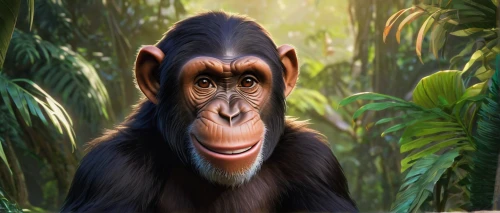 common chimpanzee,chimpanzee,ape,bonobo,chimp,macaque,mandrill,orang utan,cercopithecus neglectus,baboon,orangutan,uakari,monkey banana,siamang,gorilla,primate,great apes,barbary monkey,monkey,monkey island,Illustration,Japanese style,Japanese Style 03