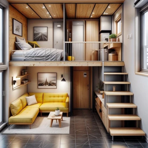 loft,wooden stairs,sky apartment,shared apartment,inverted cottage,an apartment,hallway space,modern room,small cabin,cubic house,houseboat,japanese-style room,wooden house,scandinavian style,bunk bed,archidaily,smart home,apartment,attic,cabin