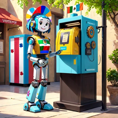 automated teller machine,robots,newspaper box,minibot,coin drop machine,parking meter,robot,robot icon,chat bot,social bot,parking machine,vending machines,robotics,chatbot,courier box,tin toys,robotic,machine learning,bot training,industrial robot,Anime,Anime,Cartoon