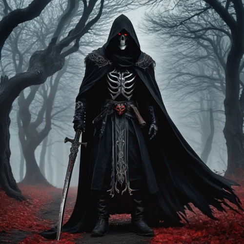 grimm reaper,grim reaper,reaper,dance of death,undead warlock,death god,scythe,hooded man,angel of death,blackmetal,pall-bearer,dark art,dark elf,carpathian,spawn,dodge warlock,black shepherd,lone warrior,vanitas,skeleton key,Photography,Fashion Photography,Fashion Photography 15