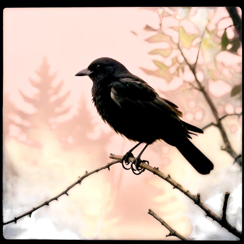 mountain jackdaw,brewer's blackbird,american crow,jackdaw,pied bush chat,towhee,black bird,corvidae,red winged blackbird,red-winged blackbird,crow in silhouette,bird on branch,carrion crow,fish crow,bird on tree,grackle,corvid,crow,crow-like bird,common raven,Photography,Documentary Photography,Documentary Photography 03