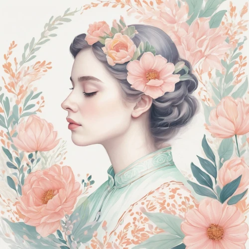 rose flower illustration,girl in flowers,vintage flowers,peony,flora,peonies,eglantine,spring crown,vintage floral,floral background,camellias,flower painting,camellia,victorian lady,peach rose,flower and bird illustration,flower girl,watercolor floral background,blooming wreath,scent of roses,Art,Classical Oil Painting,Classical Oil Painting 23