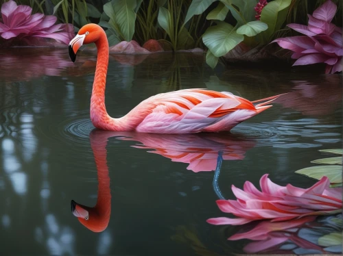 flamingo,cuba flamingos,flamingo couple,greater flamingo,lawn flamingo,pink flamingo,flamingos,two flamingo,flamingoes,pond flower,swan boat,pink flamingos,flamingo with shadow,flamingo pattern,ornamental duck,beautiful bird,trumpet of the swan,bird flower,asian bird,lilly pond,Conceptual Art,Fantasy,Fantasy 30