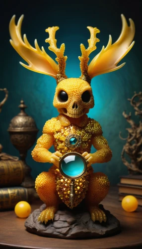 gold deer,coral guardian,cuthulu,kontroller,3d figure,raindeer,animal figure,sea god,horned melon,figurine,reindeer,decorative nutcracker,3d fantasy,zodiac sign leo,christmas deer,frog figure,christmas figure,sand timer,rudolph,stag,Illustration,Abstract Fantasy,Abstract Fantasy 06