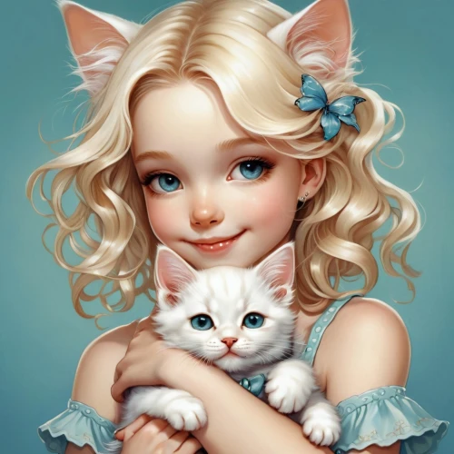 white cat,doll cat,kittens,little boy and girl,alice,ragdoll,kitten,turkish angora,cute cat,turkish van,two cats,cute cartoon image,cat lovers,cat with blue eyes,little cat,fantasy portrait,kitty,cat child,child portrait,vintage boy and girl,Illustration,Abstract Fantasy,Abstract Fantasy 11