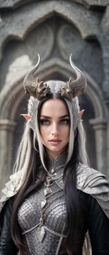 elven,dark elf,fantasy woman,violet head elf,heroic fantasy,celtic queen,horn of amaltheia,male elf,fantasy portrait,female warrior,the enchantress,horned,pagan,warrior woman,fantasy picture,elf,elves,vax figure,priestess,wood elf