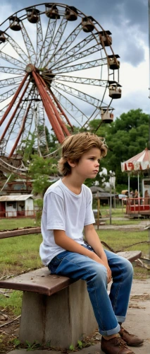 child in park,girl with a wheel,child is sitting,stop teenager suicide,drug rehabilitation,fairground,lonely child,high wheel,isolated t-shirt,big wheel,amusement park,ferris wheel,thinking man,teen,depressed woman,anxiety disorder,children's background,prater,bandstand,eleven,Photography,Documentary Photography,Documentary Photography 31
