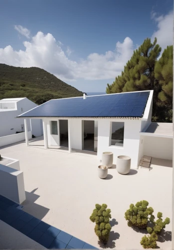 roof landscape,folding roof,3d rendering,modern house,solar photovoltaic,flat roof,dunes house,solar panels,solar modules,folegandros,holiday villa,solar batteries,photovoltaic system,prefabricated buildings,solar cell base,smart home,eco-construction,smart house,house roofs,mid century house,Photography,General,Realistic