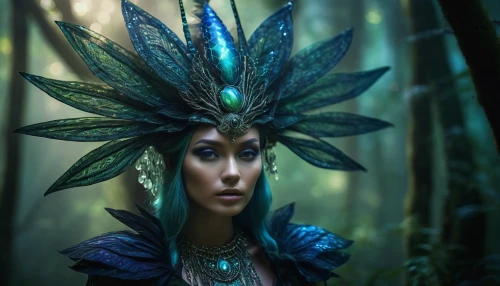 dryad,the enchantress,faery,fairy peacock,elven flower,faerie,headdress,fantasy portrait,fantasy art,mugwort,blue enchantress,feather headdress,pocahontas,tiger lily,mother earth,elven,fantasy picture,shamanic,fairy queen,anahata,Photography,Documentary Photography,Documentary Photography 09