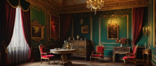 ornate room,royal interior,danish room,dining room,napoleon iii style,breakfast room,rococo,interior decor,parlour,billiard room,beauty room,sitting room,chambord,blue room,interiors,versailles,antique furniture,chateau margaux,consulting room,wade rooms,Illustration,Paper based,Paper Based 15