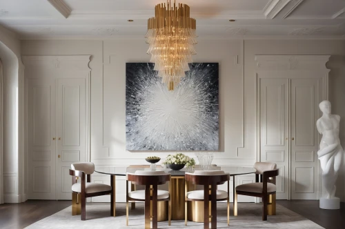 dining room table,dining room,contemporary decor,dining table,modern decor,interior decor,breakfast room,decorative art,chandelier,interior decoration,luxury home interior,interior design,danish room,decorates,decor,great room,light fixture,neoclassical,gold stucco frame,gold wall